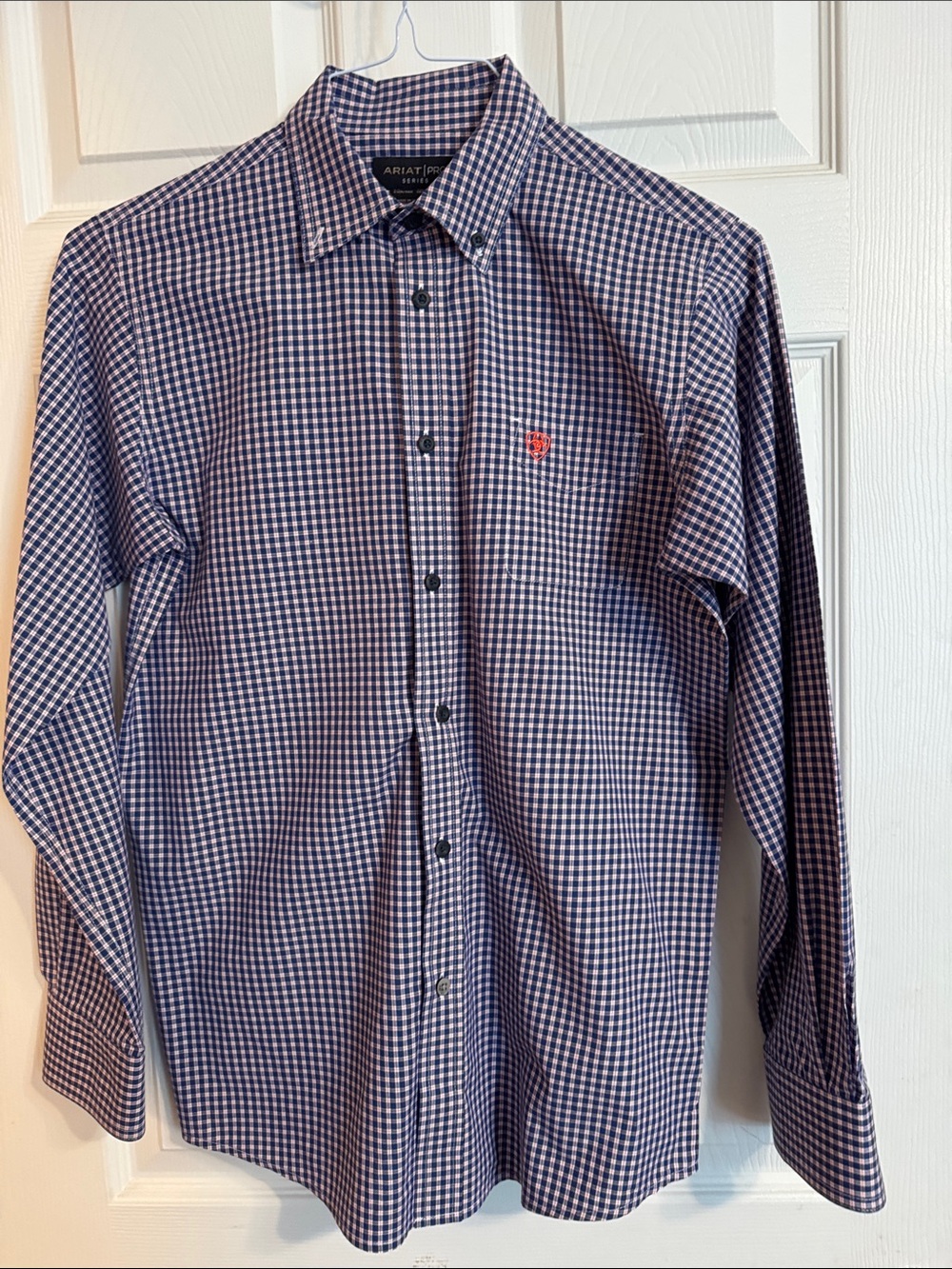 Ariat Men’s Navy and White Gingham Button-Down Shirt